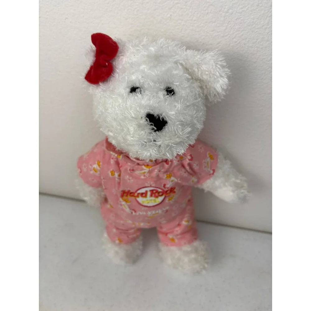 VTG Hard Rock Hotel Las Vegas‎ 2003 Herrington Teddy Bear White Plush pink PJs